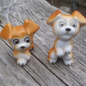vintage sweet cute adorable ceramic miniature puppy figurines